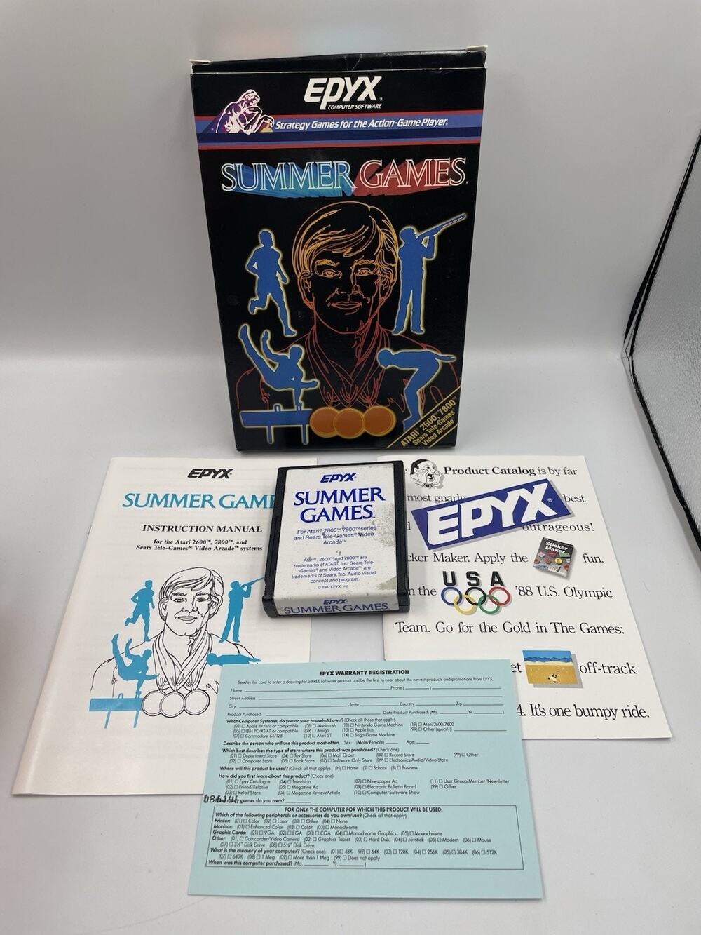 Summer Games for Atari 2600, 7200 1984 EPYX Complete With Manual